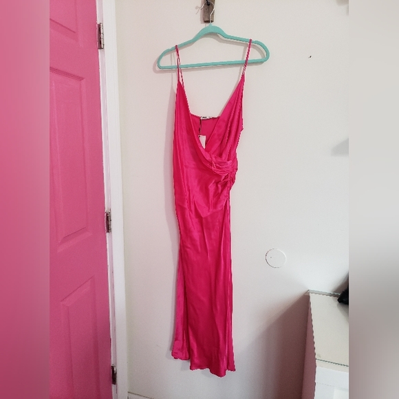 NWT Zara Draped Camisole Midi slip in Dress - Picture 9 of 11